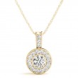 1/5ct Real Center Diamond Set In A 14k Gold Halo Diamond Pendant With 18 Yellow Gold Chain Total Weight 1/3ct