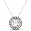 2.00ct Real Center Diamond Set In 14k Gold Doughnut Halo Diamond Pendant With 18 White Gold Chain Total Weight 2.21ct