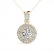 1/2ct Real Center Diamond Set In 14k Gold Dual Halo Diamond Pendant With 18 Yellow Gold Chain Total Weight 3/4ct