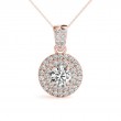 1/4ct Real Center Diamond Set In 14k Gold Dual Halo Diamond Pendant With 18 Rose Gold Chain Total Weight 1/2ct