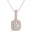 1/4ct Real Center Diamond Set In A 14k Gold Halo Diamond Pendant With 18 Rose Gold Chain Total Weight 19/50ct