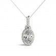 1/2ct Real Center Diamond Set In 14k Gold Halo Diamond Pendant With 18 White Gold Chain Total Weight 2/3ct