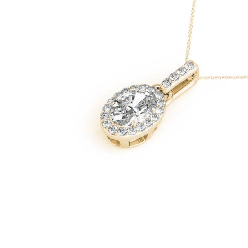 1.00ct Real Center Diamond Set In 14k Gold Halo Diamond Pendant With 18 Yellow Gold Chain Total Weight 1.20ct