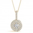 1/4ct Real Center Diamond Set In 14k Gold Dual Halo Diamond Pendant With 18 Yellow Gold Chain Total Weight 1/2ct