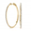 0.50ct 30 Mm Hoop Earrings Set With Brilliant Real Diamonds In 14k Yellow Gold