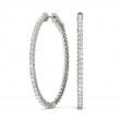 0.75ct 31 Mm Hoop Earrings Set With Brilliant Real Diamonds In 14k White Gold
