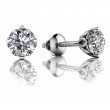 0.25ct Brilliant Round Real Diamond Set In Marquis Shaped 14k White Gold Mounting With Eversafe Screwbacks
