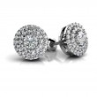 7/20ct Scintillating Round Real Diamond Center Set In A 14k White Gold Dual Halo Mounting With Eversafe Screwbacks. Total Weight 1ct