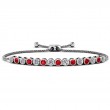1.00ct Real Diamond & Ruby Bolero Adjustable Bracelet In 14k White Gold