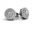 1/10ct Scintillating Round Real Diamond Center Set In A 14k White Gold Dual Halo Mounting With Eversafe Screwbacks Total Weight 1/2ct