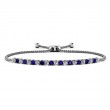 1.00ct Real Diamond & Sapphire Bolero Adjustable Bracelet In 14k White Gold