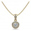 1/4ct Real Diamond Center Set In 14k Gold Halo Setting With Bail And 18 Yellow Gold Chain Total Weight 1/3ct