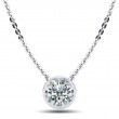 1.00ct Real Diamond Set In 14k Bezel Setting With 18 White Gold Chain