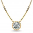 0.75ct Real Diamond Set In 14k Bezel Setting With 18 Yellow Gold Chain