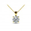 0.25ct Real Diamond Set In 14k Gold Classic Setting With Bail And 18 Yellow Gold Chain