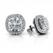 2.00ct Glamorous Cushion Cut Real Diamond Set In A 14k White Gold Halo Mounting With Eversafe Screwbacks