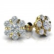 1.50ct Lucky 7 Real Diamond Earing In 14k Yellow Gold For Everyday Wear