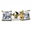 2.00ct Radiant Princess Cut Real Diamond Set In 14k Yellow Gold Mounting With Eversafe Screwbacks
