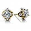 0.50ct Real Diamond Contemporary Tulip Shaped Earrings In 14k Yellow Gold