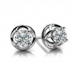 2.00ct Glittering Round Real Diamond Set In A Contemporary V Shaped 14k White Gold Mounting With Eversafe Screwbacks