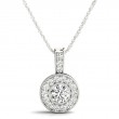 1/3ct Real Center Diamond Set In A 14k Gold Halo Diamond Pendant With 18 White Gold Chain Total Weight 0.63ct