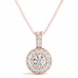 1/5ct Real Center Diamond Set In A 14k Gold Halo Diamond Pendant With 18 Rose Gold Chain Total Weight 1/3ct