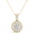 1/5ct Real Center Diamond Set In A 14k Gold Halo Diamond Pendant With 18 Yellow Gold Chain Total Weight 1/3ct