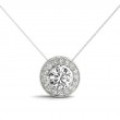 3/4ct Real Center Diamond Set In A 14k Gold Halo Diamond Pendant With 18 White Gold Chain Total Weight 0.88ct