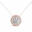 1.00ct Real Center Diamond Set In A 14k Gold Halo Diamond Pendant With 18 Rose Gold Chain Total Weight 1.16ct
