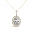 2.00ct Real Center Diamond Set In 14k Gold Halo Diamond Pendant With 18 Yellow Gold Chain Total Weight 2.20ct