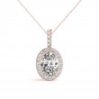 3/4ct Real Center Diamond Set In 14k Gold Halo Diamond Pendant With 18 Rose Gold Chain Total Weight 0.88ct