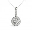 1.10ct Center Round Real Diamond Set In A 14k Gold Halo Diamond Pendant With 18 White Gold Chain Total Weight 1.50ct