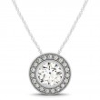 1.00ct Real Center Diamond Set In 14k Gold Doughnut Halo Diamond Pendant With 18 White Gold Chain Total Weight 1.20ct