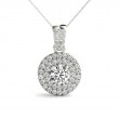 3/4ct Real Center Diamond Set In 14k Gold Dual Halo Diamond Pendant With 18 White Gold Chain Total Weight 1.10ct
