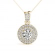 1/4ct Real Center Diamond Set In 14k Gold Dual Halo Diamond Pendant With 18 Yellow Gold Chain Total Weight 1/2ct