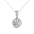 1.00ct Center Real Diamond Set In A 14k White Gold Halo Diamond Pendant With 18Gold Chain Total Weight 1.20ct