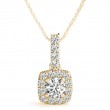 1/2ct Real Center Diamond Set In A 14k Gold Halo Diamond Pendant With 18 Yellow Gold Chain Total Weight 0.63ct