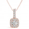 3/4ct Real Center Diamond Set In A 14k Gold Halo Diamond Pendant With 18 Rose Gold Chain Total Weight 1.00ct