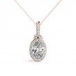 1/4ct Real Center Diamond Set In 14k Gold Halo Diamond Pendant With 18 Rose Gold Chain Total Weight 1/3ct