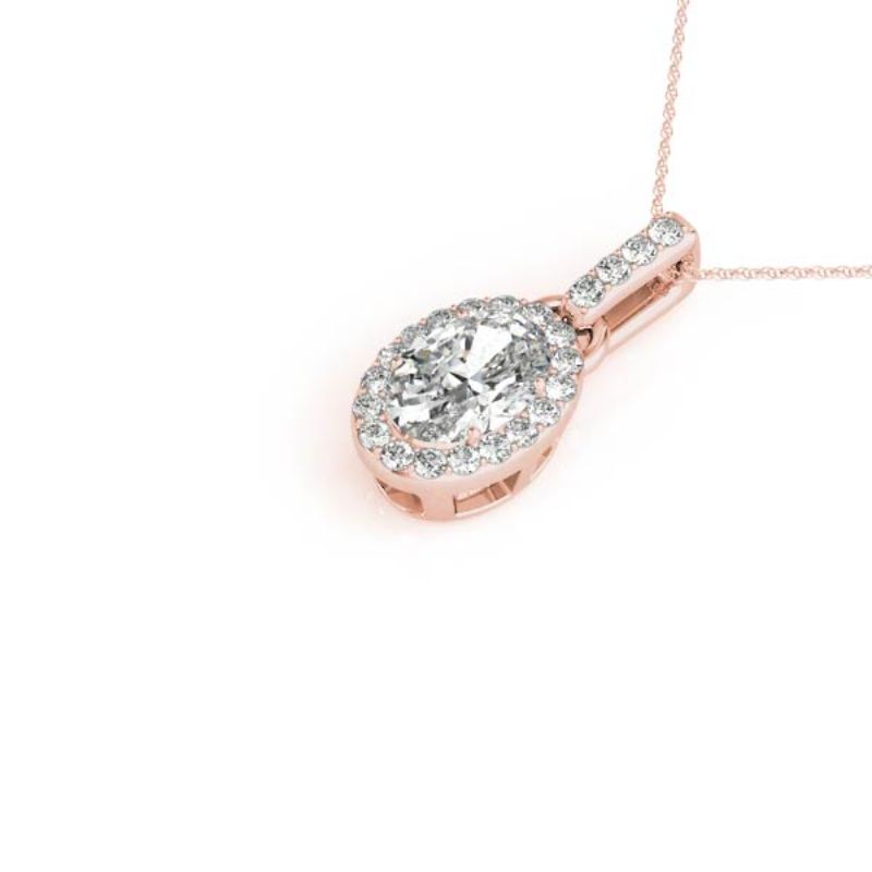 1/4ct Real Center Diamond Set In 14k Gold Halo Diamond Pendant With 18 Rose Gold Chain Total Weight 1/3ct