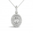 1/2ct Real Center Diamond Set In 14k Rose Gold Dual Halo Diamond Pendant With 18 White Gold Chain Total Weight 3/4ct