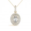 1.00ct Real Center Diamond Set In 14k Rose Gold Dual Halo Diamond Pendant With 18 Yellow Gold Chain Total Weight 1.33ct