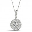 3/4ct Real Center Diamond Set In 14k Gold Dual Halo Diamond Pendant With 18 White Gold Chain Total Weight 1.00ct