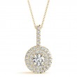 3/4ct Real Center Diamond Set In 14k Gold Dual Halo Diamond Pendant With 18 Yellow Gold Chain Total Weight 1.00ct