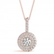 1.50ct Real Center Diamond Set In 14k Gold Dual Halo Diamond Pendant With 18 Rose Gold Chain Total Weight 1.83ct