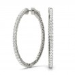 0.50ct 38 Mm Hoop Earrings Set With Brilliant Real Diamonds In 14k White Gold