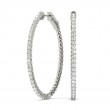 1.00ct 31 Mm Hoop Earrings Set With Brilliant Real Diamonds In 14k White Gold