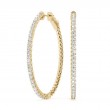 0.75ct 31 Mm Hoop Earrings Set With Brilliant Real Diamonds In 14k Yellow Gold