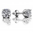 0.25ct Gorgeous Round Real Diamond Set In A Tulip Shaped 14k White Gold Mounting With Eversafe Screwbacks