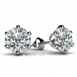 0.75ct Dazzling Round Real Diamond Set In Six Prong 14k White Gold Mounting With Eversafe Screwbacks